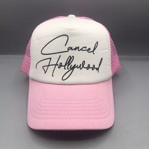 Cancel Hollywood Trucker Hat Cap Pink Adjustable Womens Snapback NICE - EUC